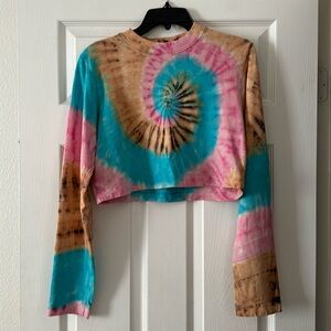 Cotton Citizen Tie Dye Long Sleeve Tokyo Crop Top Size XS